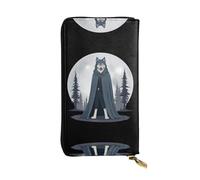 GGNKDL Moon leader printing Women's leather long handheld wallet large capacity credit card zipper bag