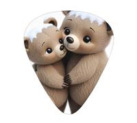 GGNKDL Mother bear hugs the little bear Prints Guitar plectrum 12 pieces with three thickness plectrum combinations suitable for bass and ukulele