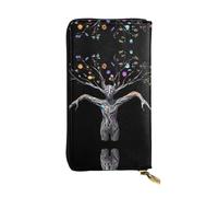 GGNKDL Mother of all things printing Women's leather long handheld wallet large capacity credit card zipper bag