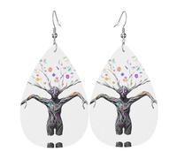 GGNKDL Mother of all things Prints Water droplet pendant earrings and leather earrings, suitable as holiday birthday gifts for women