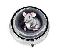 GGNKDL Mouse in The Hole Prints Round Mini Pill Box with 3 compartments for Pill Storage and Portable Travel