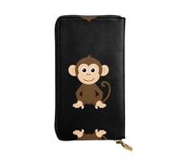 GGNKDL Naughty little monkey printing Women's leather long handheld wallet large capacity credit card zipper bag