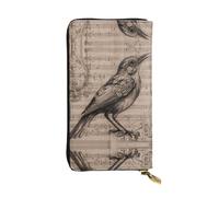 GGNKDL Nightingale Notes printing Women's leather long handheld wallet large capacity credit card zipper bag