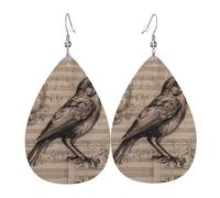 GGNKDL Nightingale Notes Prints Water droplet pendant earrings and leather earrings, suitable as holiday birthday gifts for women