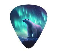 GGNKDL Northern Lights Polar Bear Prints Guitar plectrum 12 pieces with three thickness plectrum combinations suitable for bass and ukulele