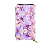 GGNKDL orchid printing Women's leather long handheld wallet large capacity credit card zipper bag