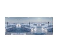 GGNKDL Penguin on The ice Cube of Love Prints Gaming Mouse pad XXL Large Mouse Mat Long Extended Mouse Pad Desk Mat Non-Slip Rubber Mice Pads Stitched Edges Thin Pad 31.5 x 11.8 x 0.12 in