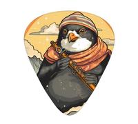 GGNKDL Penguin playing the flute Prints Guitar plectrum 12 pieces with three thickness plectrum combinations suitable for bass and ukulele