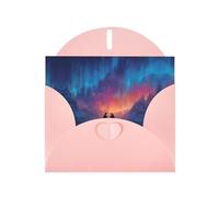GGNKDL Penguin Under The Aurora Prints Greeting Card - High-End Pearlescent Paper With Dazzling Sparkling Effect