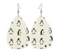 GGNKDL Penguin's various standing postures Prints Water droplet pendant earrings and leather earrings, suitable as holiday birthday gifts for women