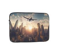 GGNKDL Plane Flying Over Tall Buildings Pattern Shockproof Portable Laptop Sleeve Bag 12 inch for Men Women Business Travel, Office Daily Use