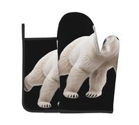 GGNKDL Polar Bear Pattern Oven Mitts and Pot Holders Set for Open The lid of The Pot in The Kitchen, Microwave, Oven