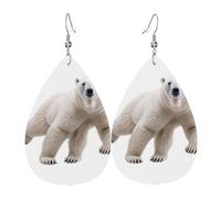 GGNKDL Polar Bear Prints Water droplet pendant earrings and leather earrings, suitable as holiday birthday gifts for women