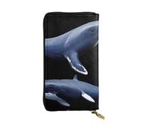 GGNKDL Polar ice whale printing Women's leather long handheld wallet large capacity credit card zipper bag