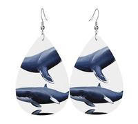 GGNKDL Polar ice whale Prints Water droplet pendant earrings and leather earrings, suitable as holiday birthday gifts for women