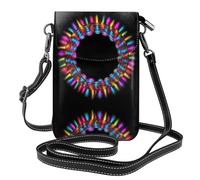 GGNKDL Psychedelic neon circle printing Crossbody bag, mobile phone bag, women's small wallet, a practical gift suitable for going out, exercising, and shopping