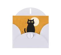 GGNKDL Pumpkin Black Cat Prints Greeting Card - High-End Pearlescent Paper With Dazzling Sparkling Effect