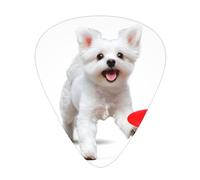 GGNKDL Puppy playing with frisbee Prints Guitar plectrum 12 pieces with three thickness plectrum combinations suitable for bass and ukulele