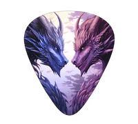 GGNKDL purple and wirte dragons Prints Guitar plectrum 12 pieces with three thickness plectrum combinations suitable for bass and ukulele