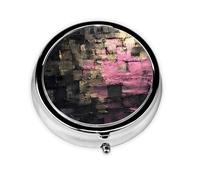 GGNKDL Purple in The Plaid Prints Round Mini Pill Box with 3 compartments for Pill Storage and Portable Travel