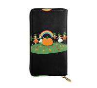 GGNKDL Rainbow Meets St. Patrick printing Women's leather long handheld wallet large capacity credit card zipper bag