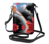 GGNKDL Rainbow passing through maple leaves printing Crossbody bag, mobile phone bag, women's small wallet, a practical gift suitable for going out, exercising, and shopping