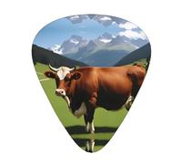 GGNKDL Real Swiss Cow Brown Prints Guitar plectrum 12 pieces with three thickness plectrum combinations suitable for bass and ukulele