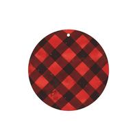 GGNKDL red black buffalo check plaid pattern prints 6-piece Round Shape car air freshener with hanging type car accessories
