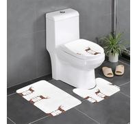 GGNKDL Red Deer Looking Back Pattern 3 Piece Bathroom Rugs Set - Non-Slip Bath Rug Set - Easy to Clean and Maintain - Moisture Blocking and Durable