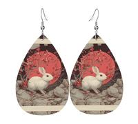 GGNKDL Resurrection Rabbit Hole Prints Water droplet pendant earrings and leather earrings, suitable as holiday birthday gifts for women