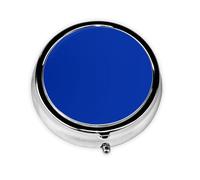 GGNKDL Royal Blue Prints Round Mini Pill Box with 3 compartments for Pill Storage and Portable Travel