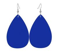 GGNKDL Royal Blue Prints Water droplet pendant earrings and leather earrings, suitable as holiday birthday gifts for women