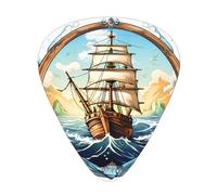 GGNKDL Sail Boat Nautical Compass Prints Guitar plectrum 12 pieces with three thickness plectrum combinations suitable for bass and ukulele