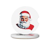 GGNKDL Santa Claus Fulfilling his Wish Printing Car Coasters 2 Absorbent Ceramic Anti Slip Beverage Pads, car Decorations