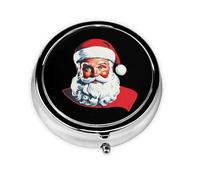 GGNKDL Santa Claus Fulfilling his Wish Prints Round Mini Pill Box with 3 compartments for Pill Storage and Portable Travel
