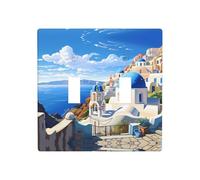 GGNKDL Santorini Greek Island sea View printing Switch cover decorative wall panel suitable for residential and commercial areas 4.5x4.5 In