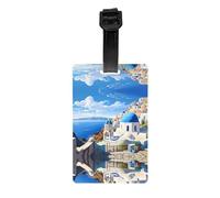 GGNKDL Santorini Greek Island sea View Prints Luggage Tags and Travel Bag Tags are Suitable for Both Men and Women to Prevent Luggage