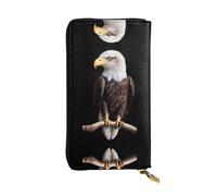 GGNKDL Sea Eagle printing Women's leather long handheld wallet large capacity credit card zipper bag