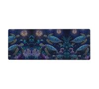 GGNKDL Sea Turtle with Coral Fireworks Prints Gaming Mouse pad XXL Large Mouse Mat Long Extended Mouse Pad Desk Mat Non-Slip Rubber Mice Pads Stitched Edges Thin Pad 31.5 x 11.8 x 0.12 in