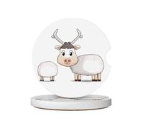 GGNKDL Silly Sheep Printing Car Coasters 2 Absorbent Ceramic Anti Slip Beverage Pads, car Decorations