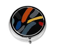 GGNKDL Simple Drawing of Personality Prints Round Mini Pill Box with 3 compartments for Pill Storage and Portable Travel