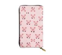 GGNKDL Simple strokes of pig head printing Women's leather long handheld wallet large capacity credit card zipper bag