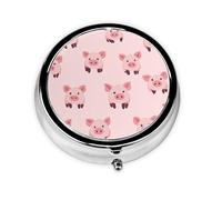 GGNKDL Simple Strokes of Pig Head Prints Round Mini Pill Box with 3 compartments for Pill Storage and Portable Travel