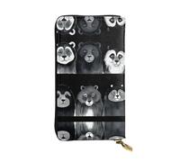 GGNKDL Six ink-wash animals printing Women's leather long handheld wallet large capacity credit card zipper bag
