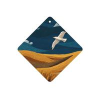 GGNKDL Skylarks fly over the wheat fields prints 6-piece Square car air freshener with hanging type car accessories