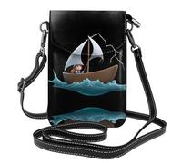 GGNKDL Small sailboat in the waves printing Crossbody bag, mobile phone bag, women's small wallet, a practical gift suitable for going out, exercising, and shopping