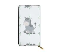 GGNKDL smiling donkey printing Women's leather long handheld wallet large capacity credit card zipper bag