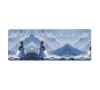 GGNKDL Snowman in The Snowy Mountains Prints Gaming Mouse pad XXL Large Mouse Mat Long Extended Mouse Pad Desk Mat Non-Slip Rubber Mice Pads Stitched Edges Thin Pad 31.5 x 11.8 x 0.12 in
