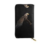 GGNKDL Soaring Eagle printing Women's leather long handheld wallet large capacity credit card zipper bag