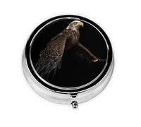 GGNKDL Soaring Eagle Prints Round Mini Pill Box with 3 compartments for Pill Storage and Portable Travel